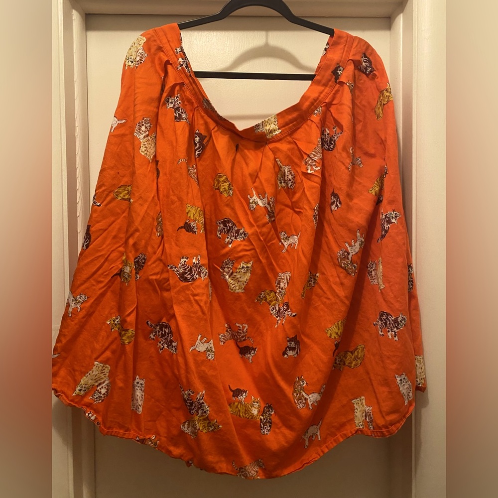 Modcloth size 26W red cotton skirt with cat print.